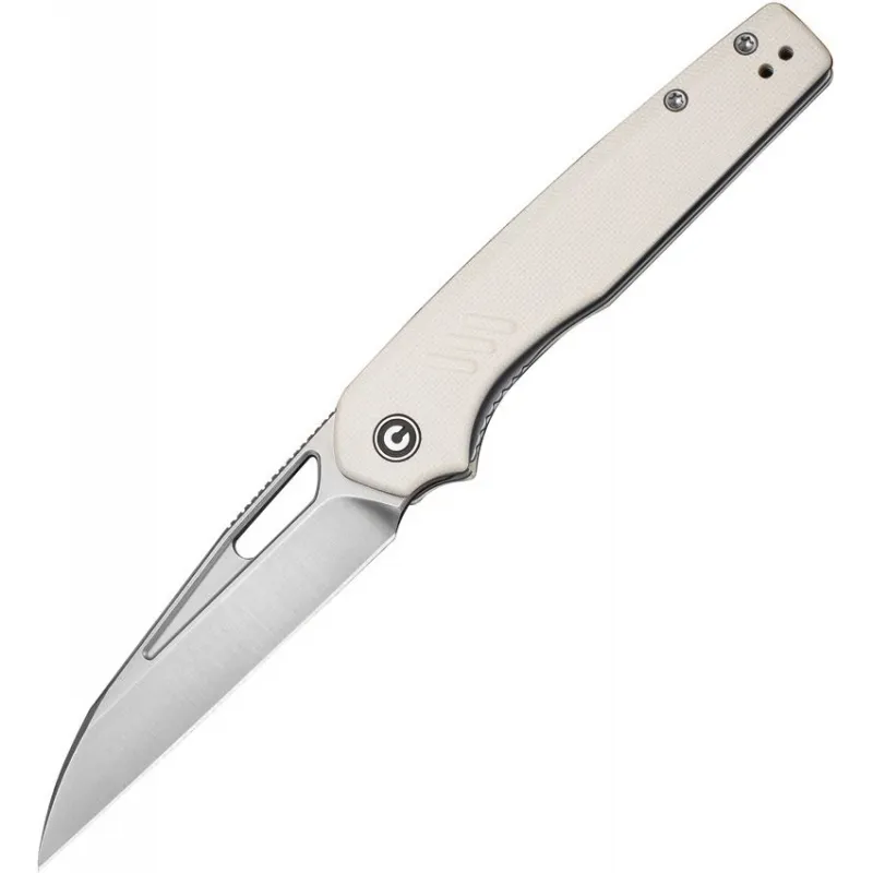 CIVIVI Guile Folding Knife - 3.25" 14C28N Stainless Steel Stonewashed Wharncliffe Blade Ivory G10 Handle Cyclaire Knives and Tools