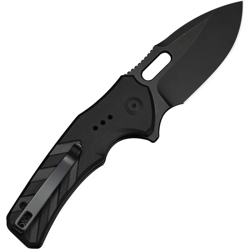CIVIVI Vexron Button Lock Folding Knife - 3" Black 14C28N Stainless Steel Blade Black G10 Handle Cyclaire Knives and Tools