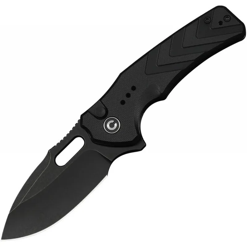 CIVIVI Vexron Button Lock Folding Knife - 3" Black 14C28N Stainless Steel Blade Black G10 Handle Cyclaire Knives and Tools