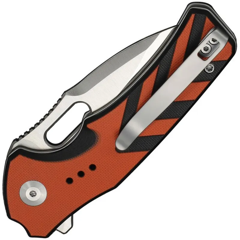 CIVIVI Vexron Button Lock Folding Knife - 3" 14C28N Stainless Steel Blade Orange and Black G10 Handle Cyclaire Knives and Tools