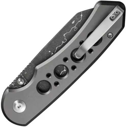 CIVIVI Pragma Prime Folding Knife - 3.5" Damascus Wharncliffe Blade Grey Milled Aluminum Handle