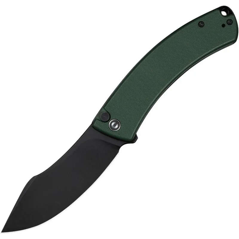 CIVIVI Outlaw Muk Folding Knife - 3.47" 14C28N Black Stonewashed Nessmuk Blade Green G10 Handle Cyclaire Knives and Tools