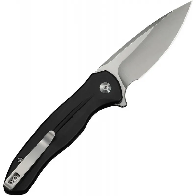 CIVIVI Kitefin Button Lock Folding Knife - 3.25" 14C28N Stainless Steel Blade Black Aluminium Handle Cyclaire Knives and Tools
