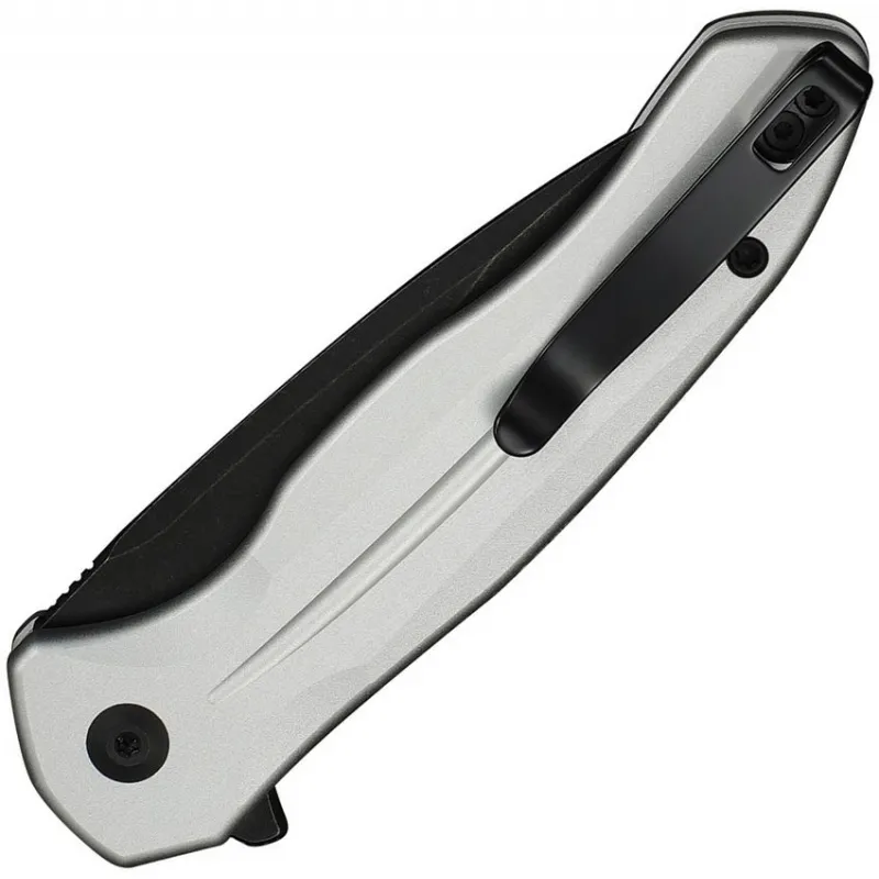 CIVIVI Kitefin Button Lock Folding Knife - 3.25" Black14C28N Stainless Steel Blade Silver Aluminium Handle Cyclaire Knives and Tools