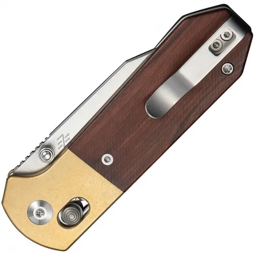 CIVIVI Yonder Folding Knife - 2.88" 14C28N Blade Brown Wood Handle with Brass Bolsters