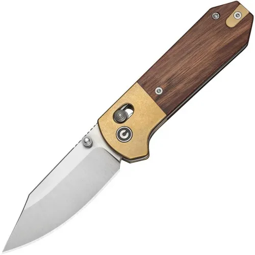 CIVIVI Yonder Folding Knife - 2.88" 14C28N Blade Brown Wood Handle with Brass Bolsters