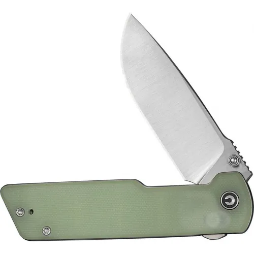 CIVIVI Zygon Top Crossbar Lock Folding Knife - 3.24" Nitro-V Satin Blade Natural Blue Glow-in-the-Dark G10 Handle