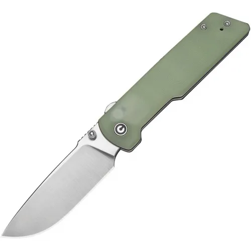 CIVIVI Zygon Top Crossbar Lock Folding Knife - 3.24" Nitro-V Satin Blade Natural Blue Glow-in-the-Dark G10 Handle