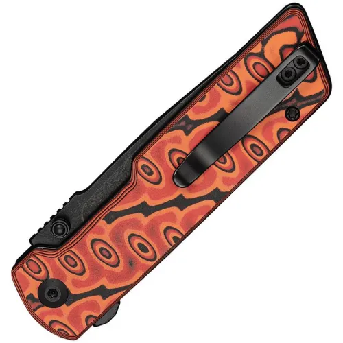CIVIVI Zygon Top Crossbar Lock Folding Knife - 3.24" Black Stonewash Nitro-V Blade Orange and Black Vortex Micarta Handle