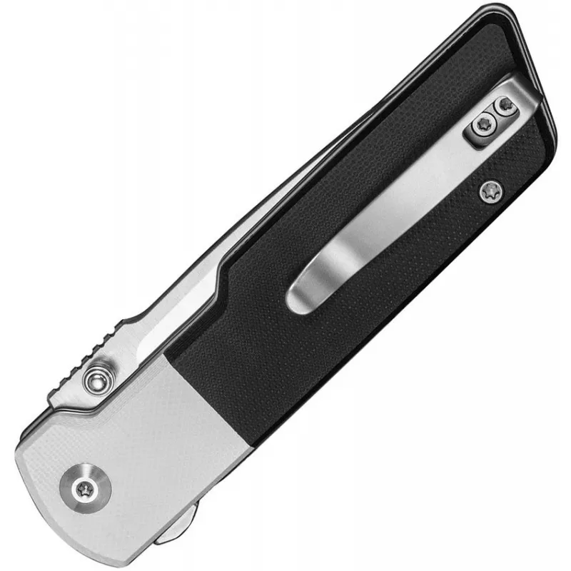 CIVIVI Zygon Folding Knife - 3.24" Nitro-V Satin Blade Black G10 Handle with White G10 Bolsters Cyclaire Knives and Tools