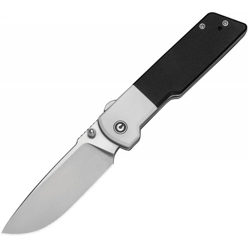 CIVIVI Zygon Folding Knife - 3.24" Nitro-V Satin Blade Black G10 Handle with White G10 Bolsters Cyclaire Knives and Tools