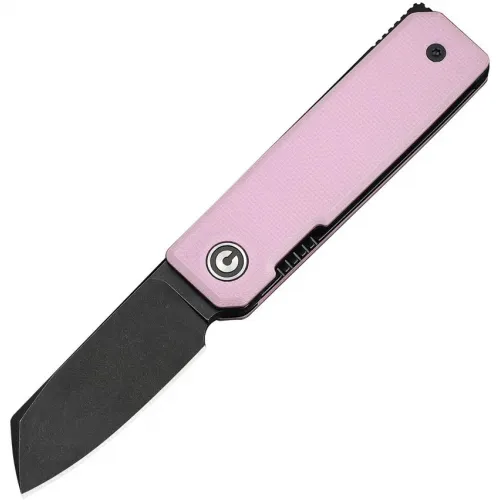 CIVIVI Kukei Folding Knife Pink - 2" Black Stonewash Nitro-V Sheepsfoot Blade Pink G10 Handle
