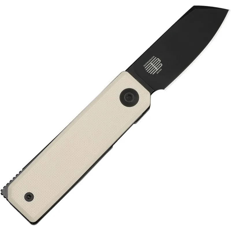 CIVIVI Kukei Folding Knife Ivory - 2" Black Stonewash Nitro-V Sheepsfoot Blade Ivory G10 Handle Cyclaire Knives and Tools