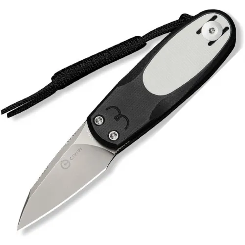 CIVIVI Purr UK EDC Folding Knife - 1.8" Nitro-V Reverse Tanto Blade Black and White Handle