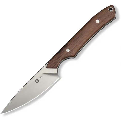 CIVIVI High Grass Field Fixed Blade Knife - 3" Stonewash Finish 14C28N Blade Brown Wood Handle