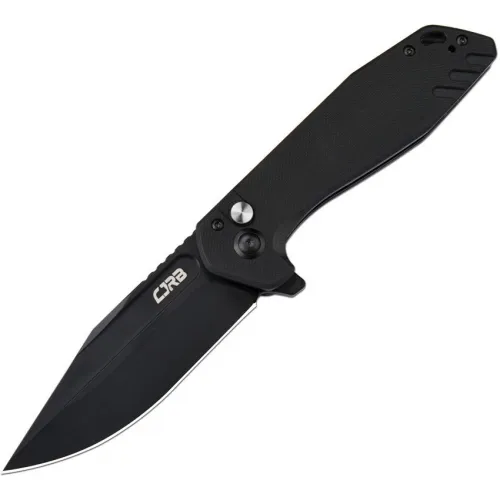 CJRB Riff Button Lock Folding Knife - 3.47" Black PVD Coated AR-RPM9 Blade Blade G10 Handle