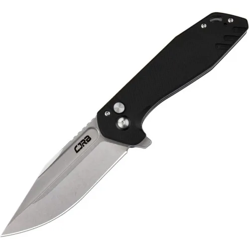CJRB Riff Button Lock Folding Knife - 3.47" Stonewash AR-RPM9 Blade Blade G10 Handle