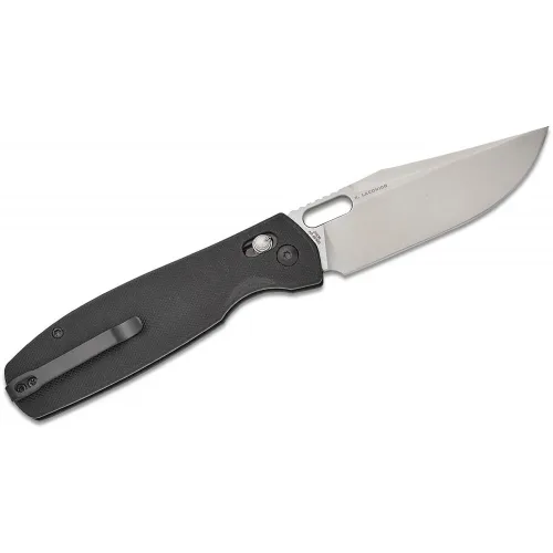 CJRB Prado Folding Knife - 3.76" AR-RPM9 Sand Polished Clip Point Blade Black G10 Handle