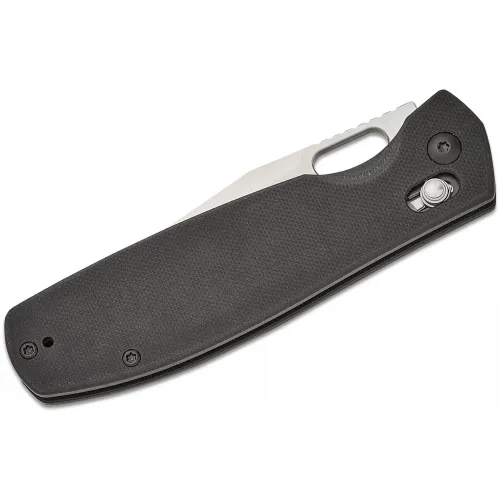 CJRB Prado Folding Knife - 3.76" AR-RPM9 Sand Polished Clip Point Blade Black G10 Handle
