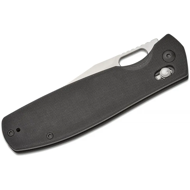CJRB Prado Folding Knife - 3.76" AR-RPM9 Sand Polished Clip Point Blade Black G10 Handle Cyclaire Knives and Tools