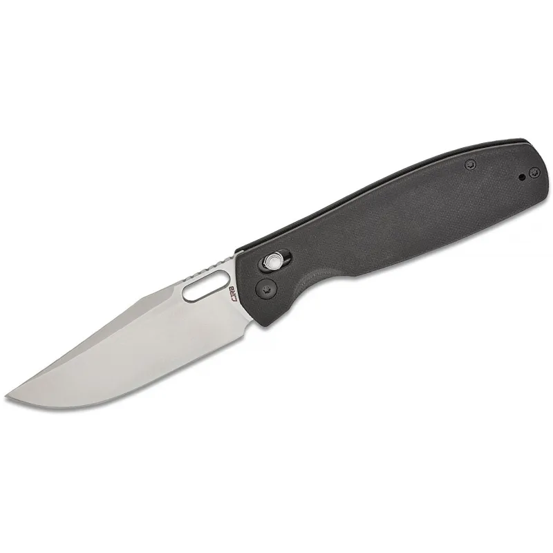 CJRB Prado Folding Knife - 3.76" AR-RPM9 Sand Polished Clip Point Blade Black G10 Handle Cyclaire Knives and Tools