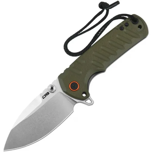CJRB Tundra Folding Knife - 3.78" D2 Stonewashed Drop Point Blade Green G10 Handle with Black Liner