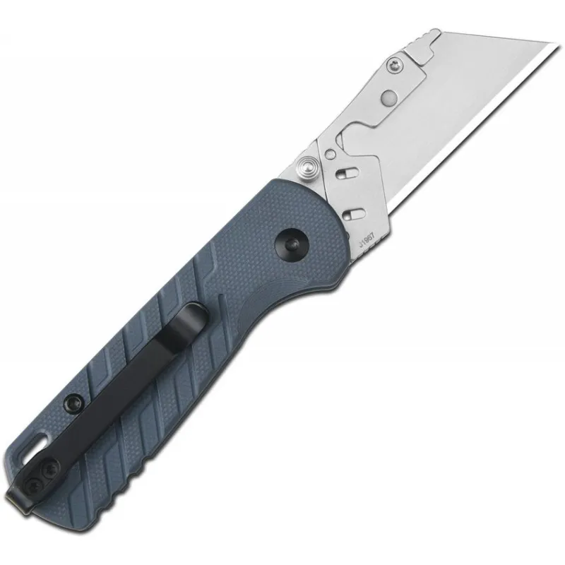 CJRB Cutlery Boxer Folding Utility Knife with 10 Blades - 2.3" Replaceable Utility Blade Blue Ripple G10 Handle Cyclaire Knives and Tools