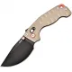 CJRB Doubletap Folding Knife - 3.88" Black PVD Coated D2 Steel Blade Desert Tan G10 Handle Cyclaire Knives and Tools