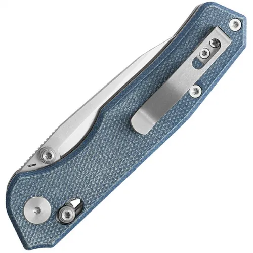 CMB Made Knives Explorer Folding Knife - 3.38" 14C28N Stainless Blade Blue Canvas Micarta Handle
