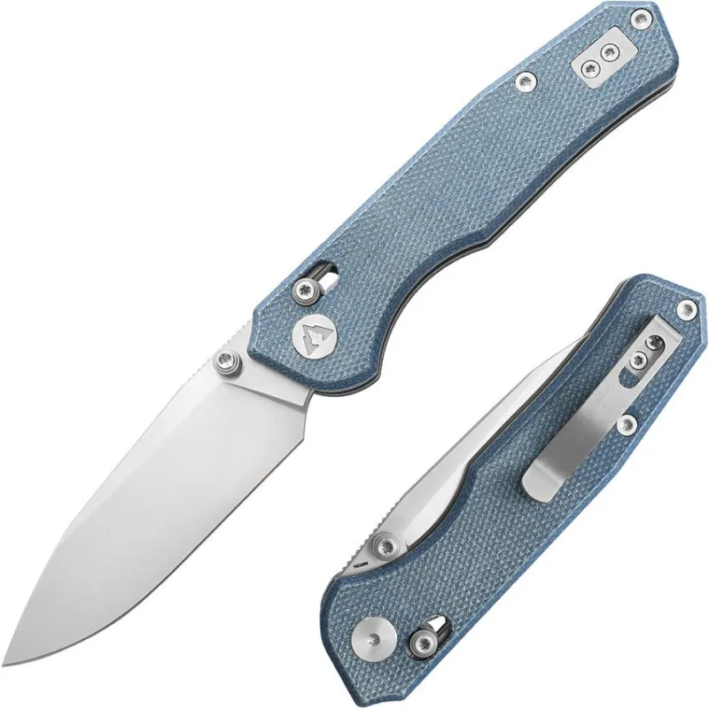 CMB Made Knives Explorer Folding Knife - 3.38" 14C28N Stainless Blade Blue Canvas Micarta Handle Cyclaire Knives and Tools