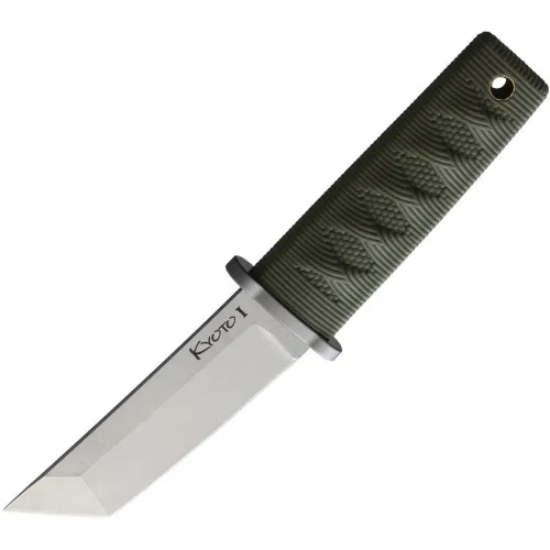 Cold Steel Kyoto I Fixed Blade Knife - 3.38" 8Cr13Mov Stainless Steel Tanto Blade OD Green Kray-Ex Handle