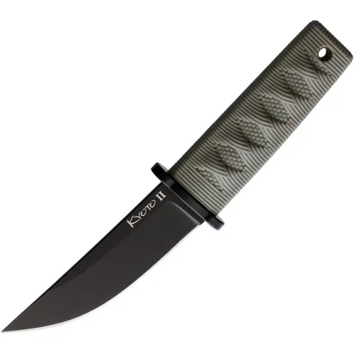 Cold Steel Kyoto II Fixed Blade Knife - 3.38" 8Cr13Mov Black Stainless Steel Drop Point Blade OD Green Ktay-Ex Handle