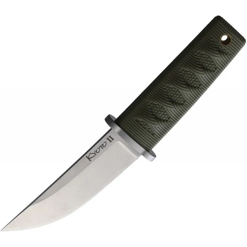 Cold Steel Kyoto II Fixed Blade Knife - 3.38" 8Cr13Mov Stainless Steel Drop Point Blade OD Green Kray-Ex Handle Cyclaire Knives and Tools