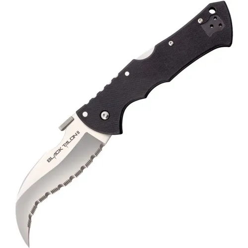 Cold Steel Black Talon II Folding Knife - 4" Serrated S35VN Talon Blade Black G10 Handle