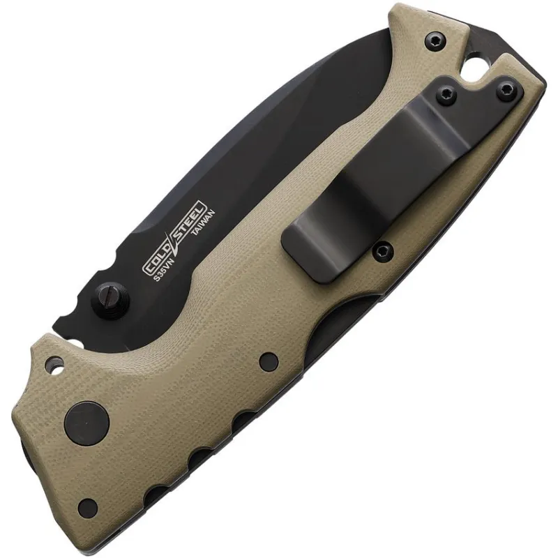 Cold Steel AD-10 Folding Knife - 3.5" Black CPM-S35VN Blade Contoured Dark Earth G10 Handle Cyclaire Knives and Tools