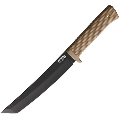 Cold Steel 49LRT Recon Tanto Fixed Blade Knife - 7" Black SK5 Blade Desert Tan Kray-Ex Handle Secure-Ex Sheath