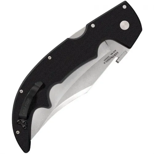 Cold Steel Large Espada Folding Knife - 5.5" Japanese AUS-10A Stonewashed Plain Blade Black G10 Handle