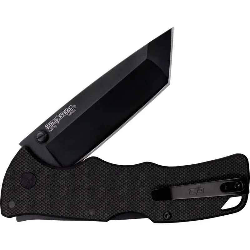 Cold Steel Verdict Folding Knife All Black - 3" AUS-10A Black Tanto Stainless Steel Blade Black G10 Handle Cyclaire Knives and Tools