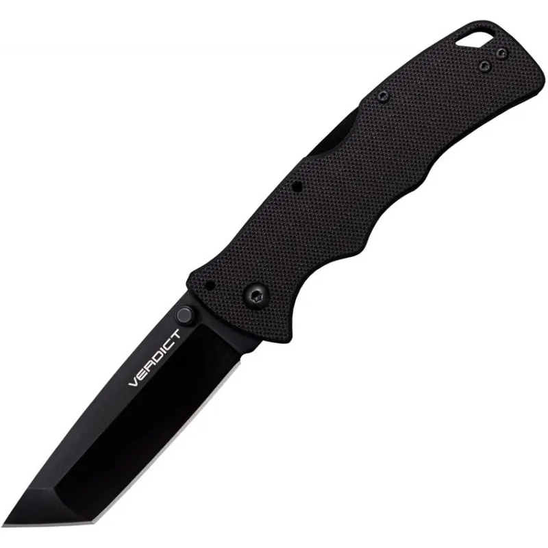 Cold Steel Verdict Folding Knife All Black - 3" AUS-10A Black Tanto Stainless Steel Blade Black G10 Handle Cyclaire Knives and Tools
