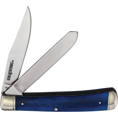 Cold Steel Trapper Blue UK EDC Pocket Knife - Dual 3" Stainless Steel Blade Classic Smooth Blue Bone Handle