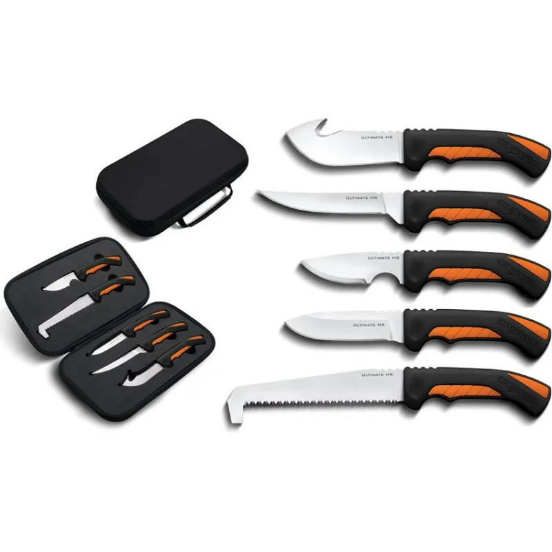Cold Steel Fixed Blade Game Processing Kit - 5 Knives with Black and Orange Rubberised TPR Handles Cyclaire Knives and Tools
