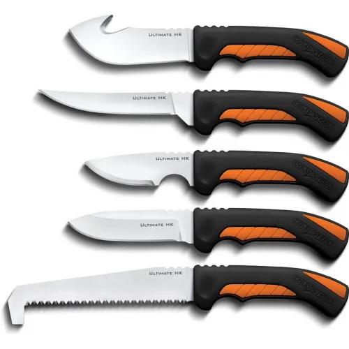 Cold Steel Fixed Blade Game Processing Kit - 5 Knives with Black and Orange Rubberised TPR Handles