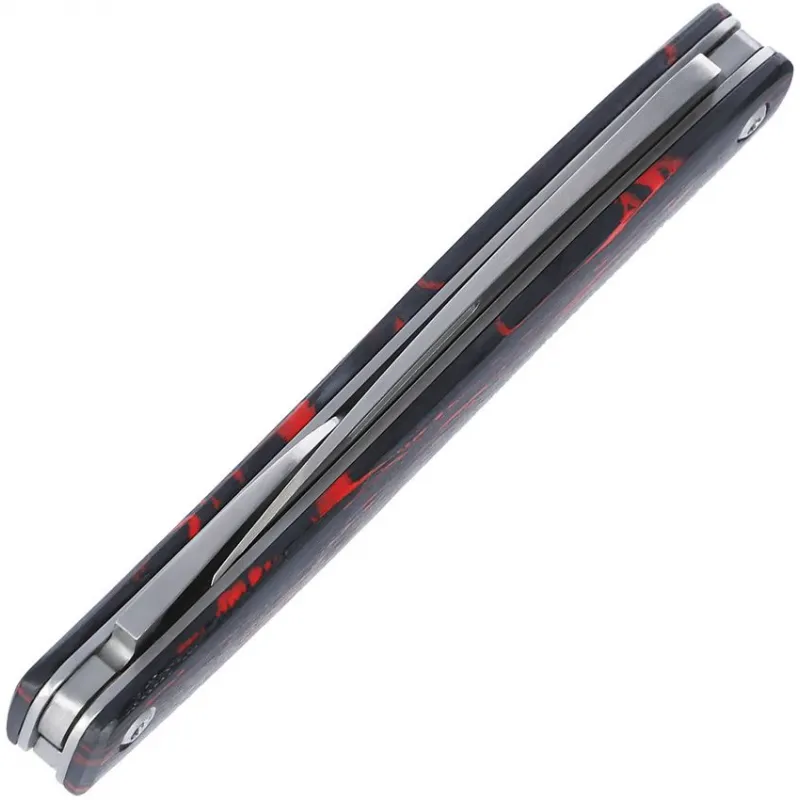 CRKT Forebear UK EDC Pocket Knife - Dual 12C27 Stainless Steel Blade Red Black G10 Handle Cyclaire Knives and Tools