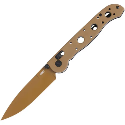 CRKT M16-03XD Crossbar Lock Folding Knife - 3.57" D2 Spearpoint Blade Desert Tan Grivory Handle