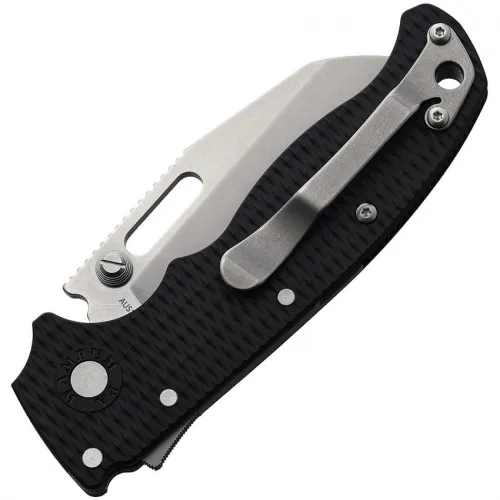 Demko Knives AD20.5 Shark Lock Folding Knife - 3" Stonewash AUS-10A Stainless Steel Blade Black Textured Grivory Handle