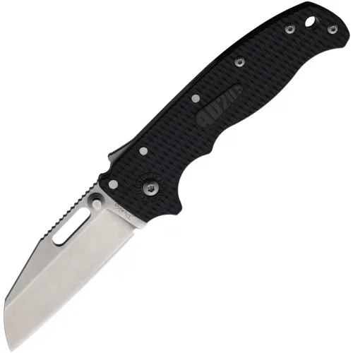 Demko Knives AD20.5 Shark Lock Folding Knife - 3" Stonewash AUS-10A Stainless Steel Blade Black Textured Grivory Handle