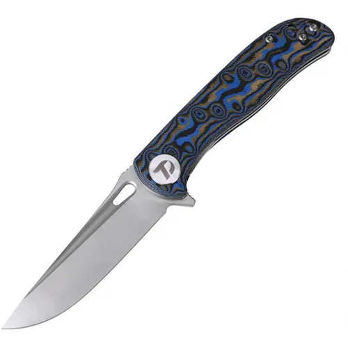 Dreamtech Knives D3898MBL Folding Pocket Knife - 3.27" D2 Tool Steel Blade Blue Micarta Handle