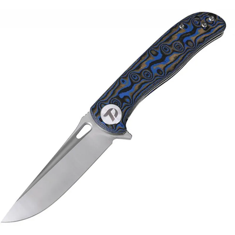 Dreamtech Knives D3898MBL Folding Pocket Knife - 3.27" D2 Tool Steel Blade Blue Micarta Handle Cyclaire Knives and Tools