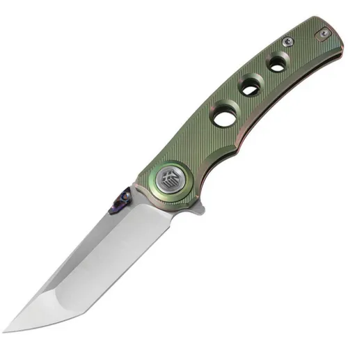 Dreamtech Knives D3915TGR Folding Pocket Knife - 3.13" Bohler M390 Stainless Tanto Blade Green Titanium Handle