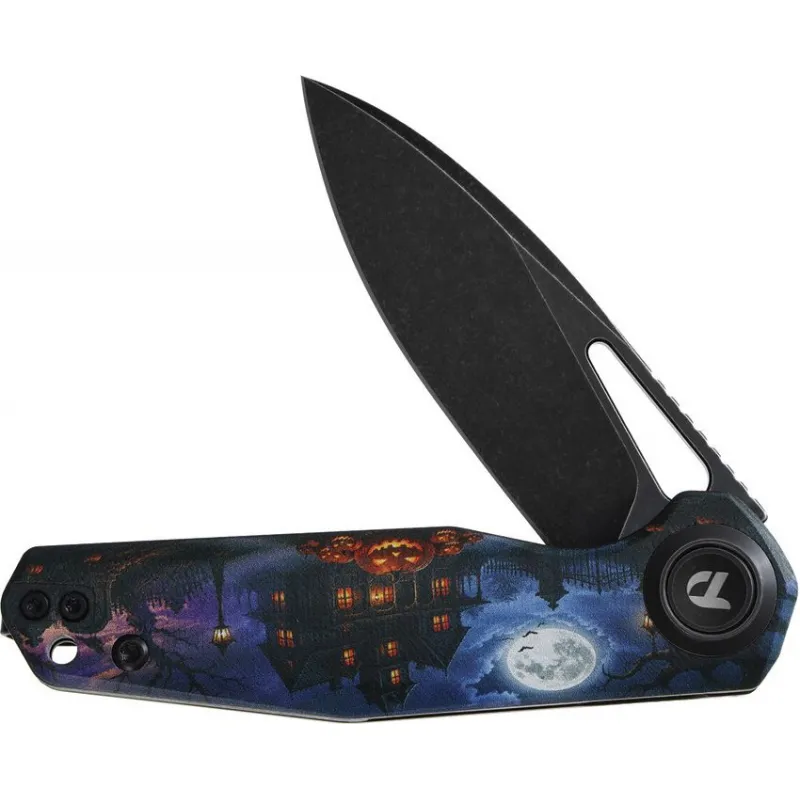 Dreamtech Knives D4211 Halloween Folding Pocket Knife - 3.13" Black Stonewash D2 Tool Steel Blade Halloween Handle Cyclaire Knives and Tools